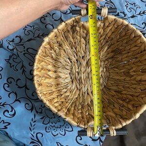 Natural Woven Basket with Black Handles